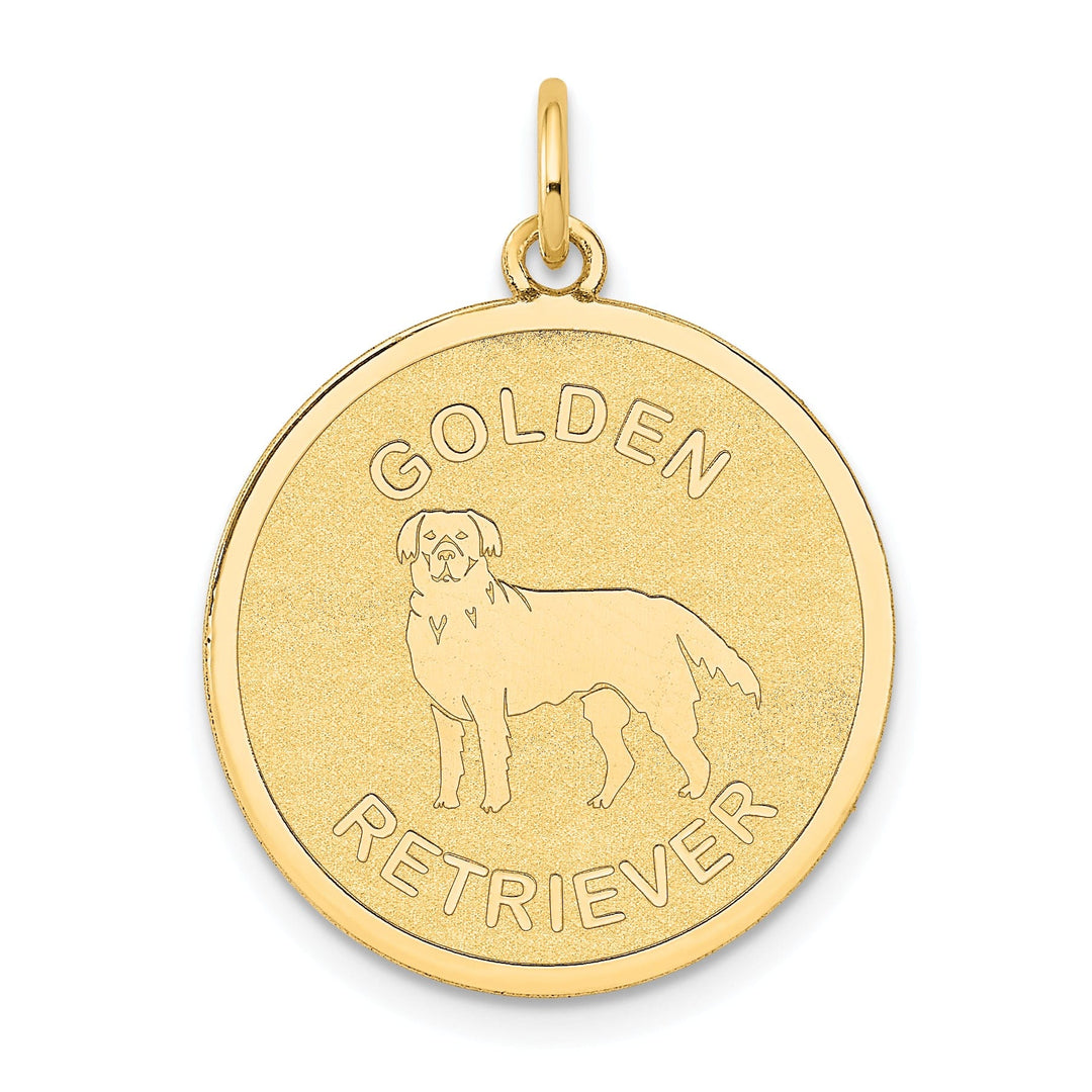 Lovely Rita's Pendants & Charms No Engraving Needed 14k Yellow Gold Polished Finish Flat Back Golden Retriever Dog Engravable Disc Round Shape Charm Pendant