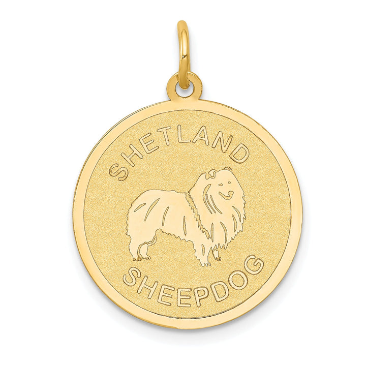 Lovely Rita's Pendants & Charms No Engraving Needed 14k Yellow Gold Polished Finish Flat Back Shetland Sheep Dog Engravable Disc Round Shape Charm Pendant