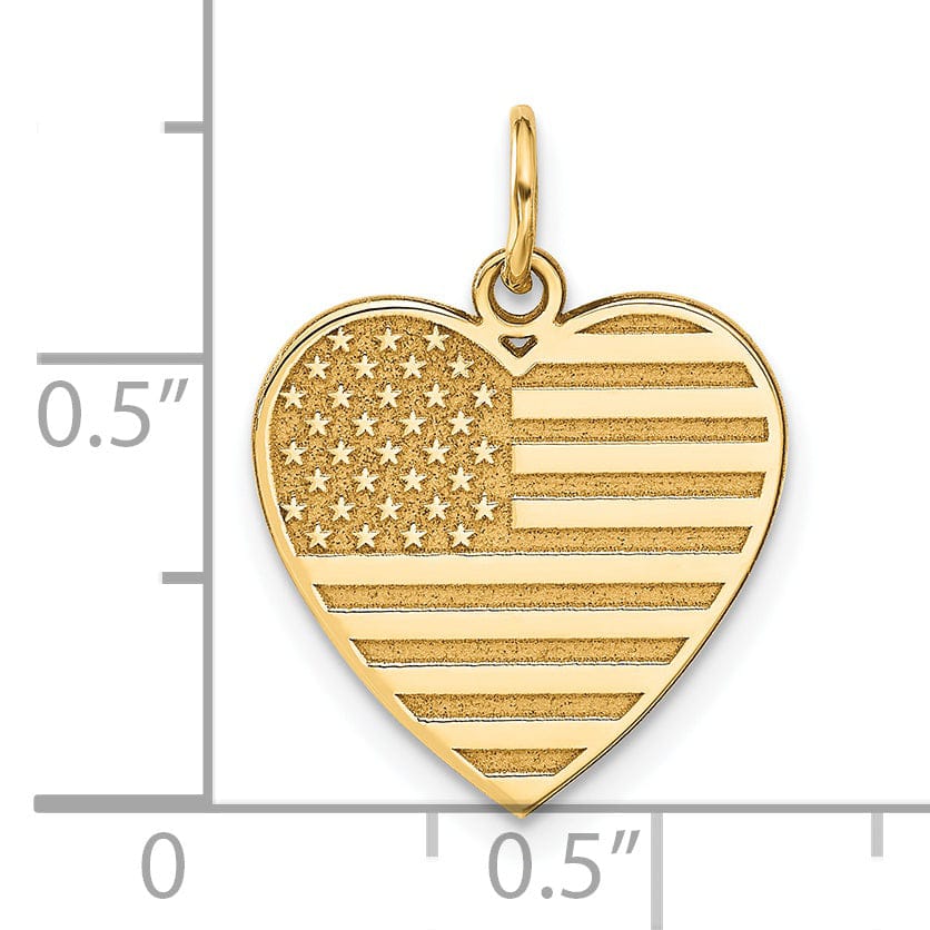 Lovely Rita's Pendants & Charms No Engraving Needed 14k Yellow Gold Polished Textured Finish U.S.A Flag in Heart Shape Design Charm Pendant