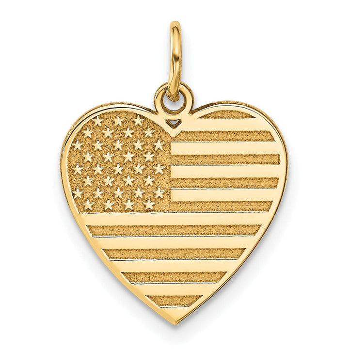 Lovely Rita's Pendants & Charms No Engraving Needed 14k Yellow Gold Polished Textured Finish U.S.A Flag in Heart Shape Design Charm Pendant
