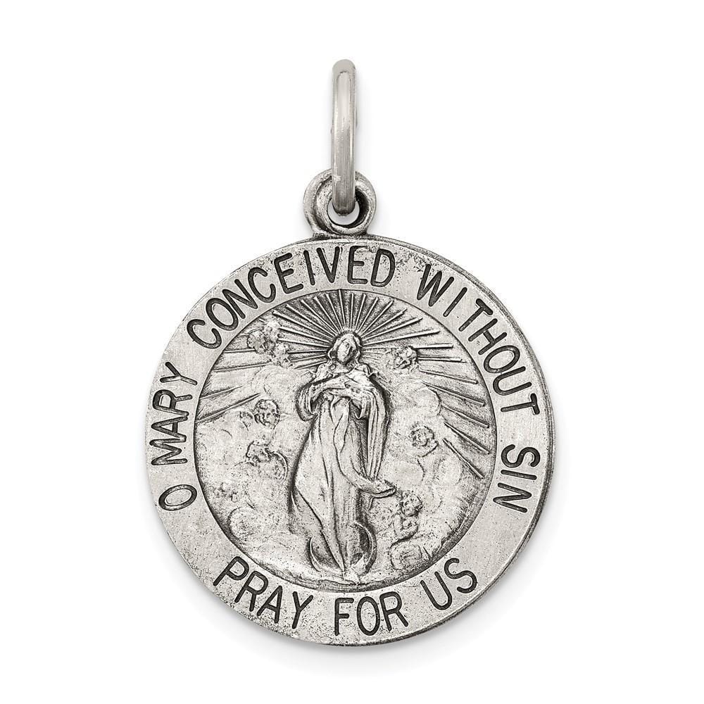 Lovely Rita's Pendants & Charms No Engraving Sterling Silver Antiqued Blessed Mother Medal