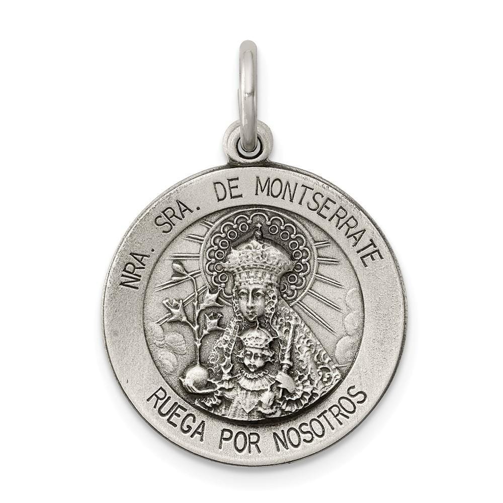 Lovely Rita's Pendants & Charms No Engraving Sterling Silver Antiqued Montserrate Medal