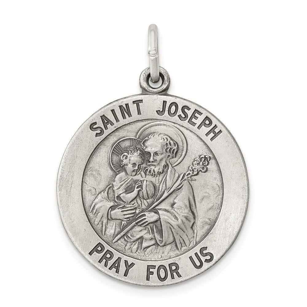 Lovely Rita's Pendants & Charms No Engraving Sterling Silver Antiqued Saint Joseph Medal