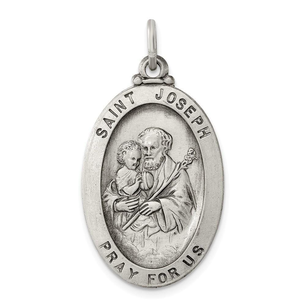 Lovely Rita's Pendants & Charms No Engraving Sterling Silver Antiqued Saint Joseph Medal