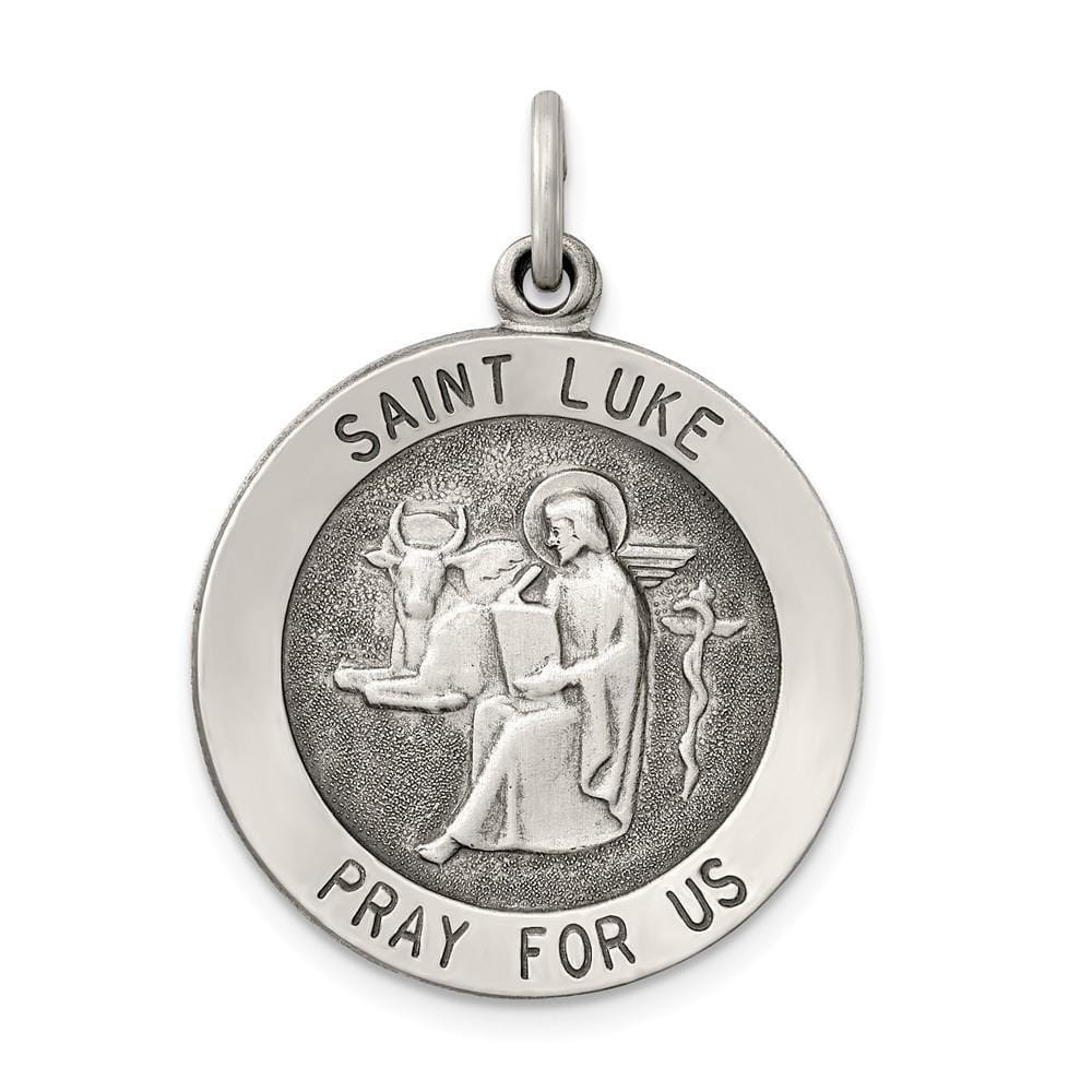 Lovely Rita's Pendants & Charms No Engraving Sterling Silver Antiqued Saint Luke Medal