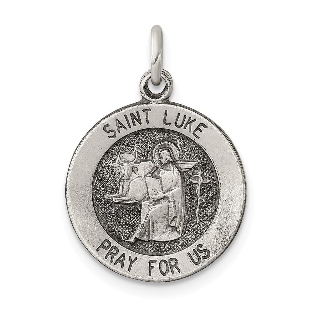 Lovely Rita's Pendants & Charms No Engraving Sterling Silver Antiqued Saint Luke Medal