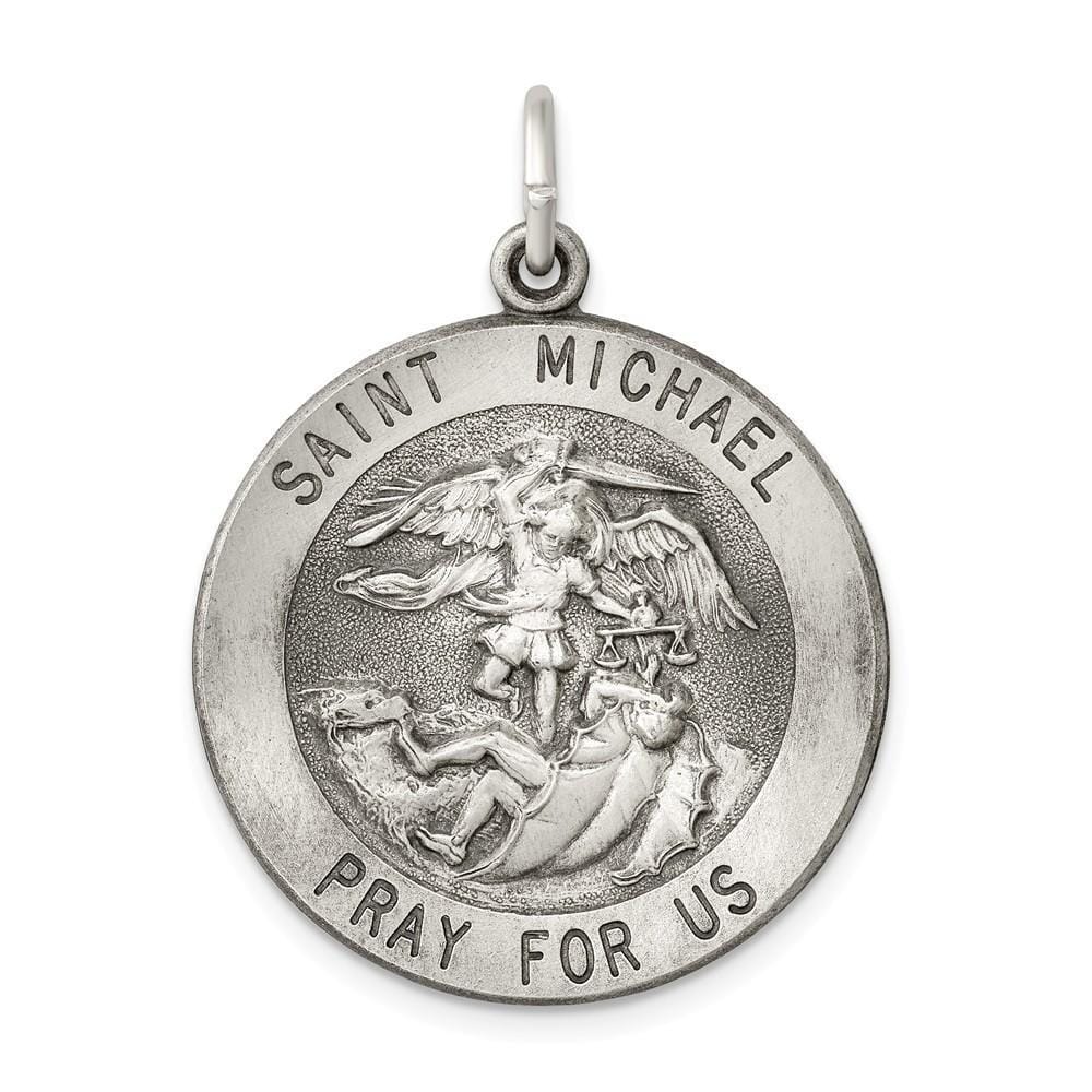 Lovely Rita's Pendants & Charms No Engraving Sterling Silver Antiqued Saint Michael Medal