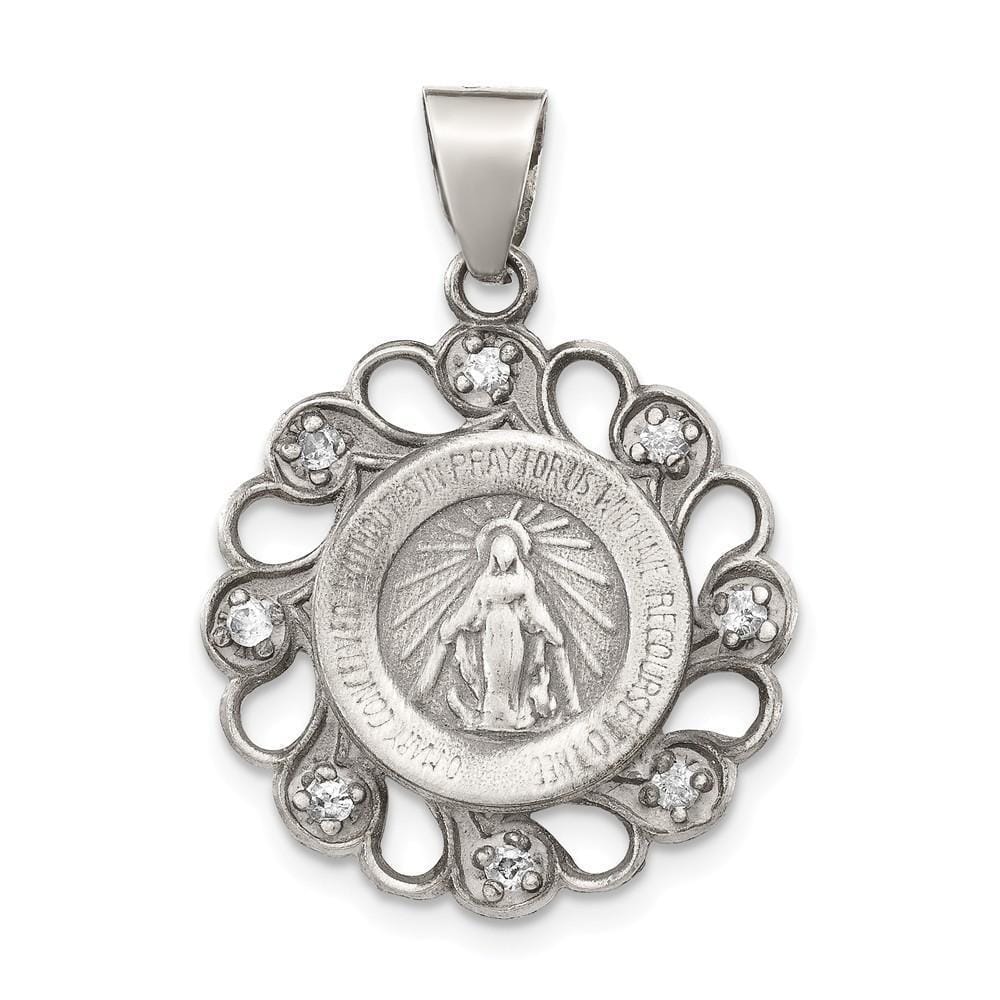 Lovely Rita's Pendants & Charms No Engraving Sterling Silver C.Z Antiqued Blessed Mother Pendant