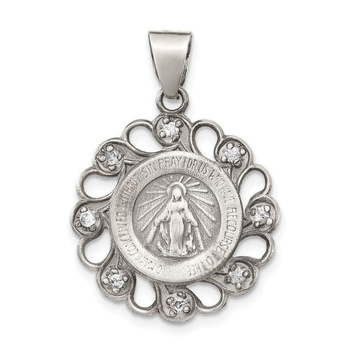 Lovely Rita's Pendants & Charms No Engraving Sterling Silver C.Z Antiqued Blessed Mother Pendant