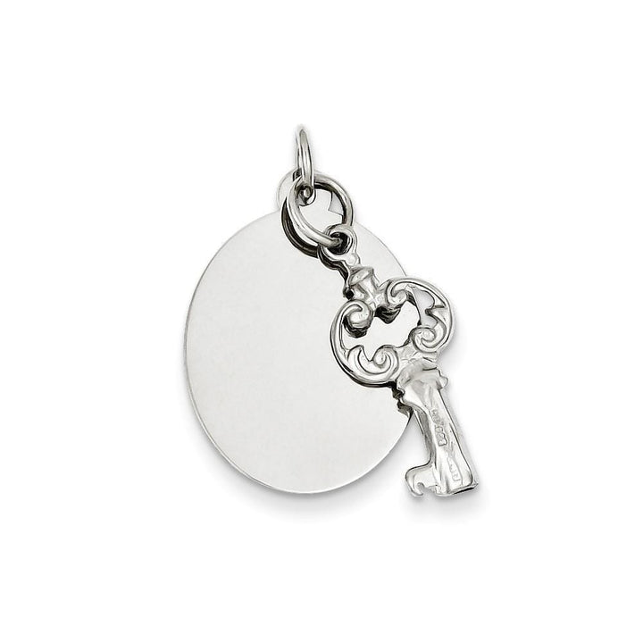 Lovely Rita's Pendants & Charms No Engraving Sterling Silver Polished Oval with key Pendant