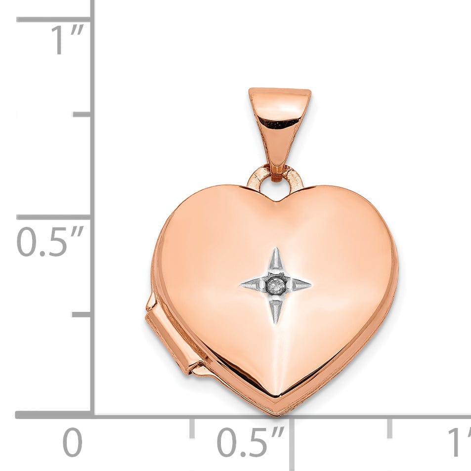 Lovely Rita's Pendants & Charms Rose Gold Polished Heart with Diamond Locket