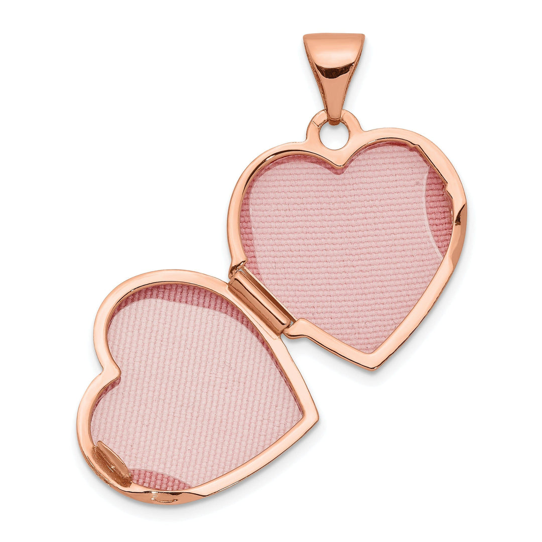 Lovely Rita's Pendants & Charms Rose Gold Polished Heart with Diamond Locket