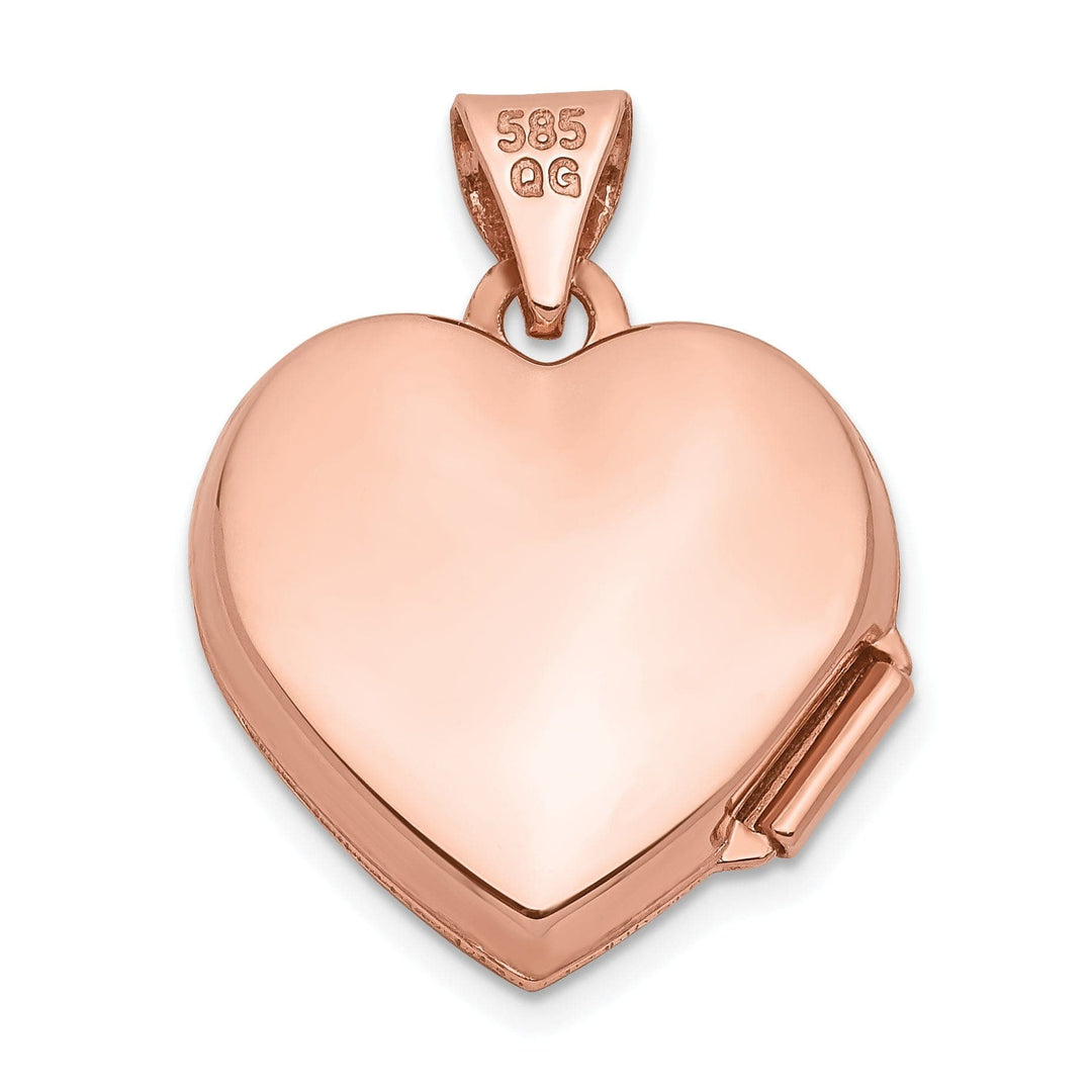 Lovely Rita's Pendants & Charms Rose Gold Polished Heart with Diamond Locket