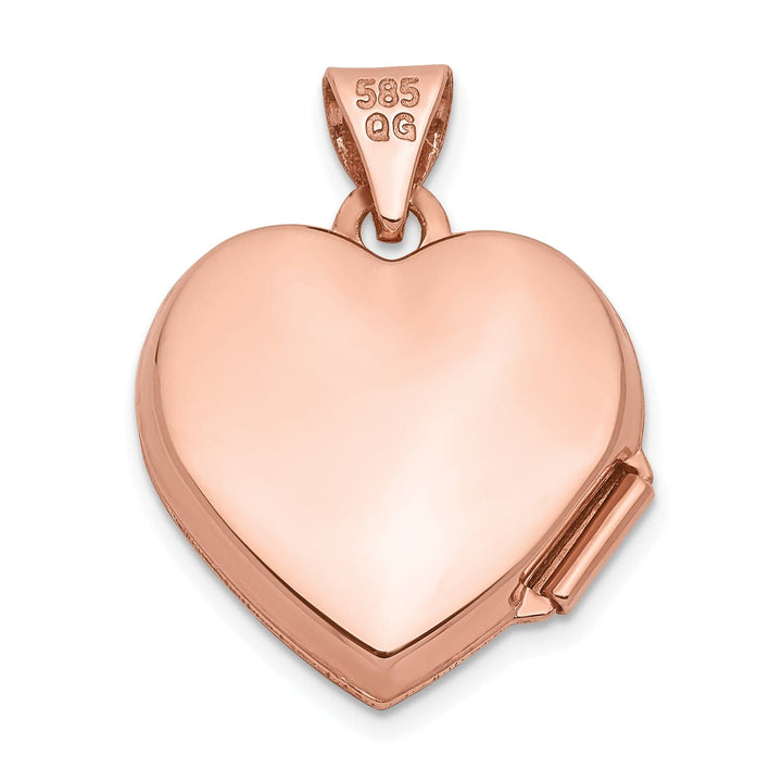 Lovely Rita's Pendants & Charms Rose Gold Polished Heart with Diamond Locket