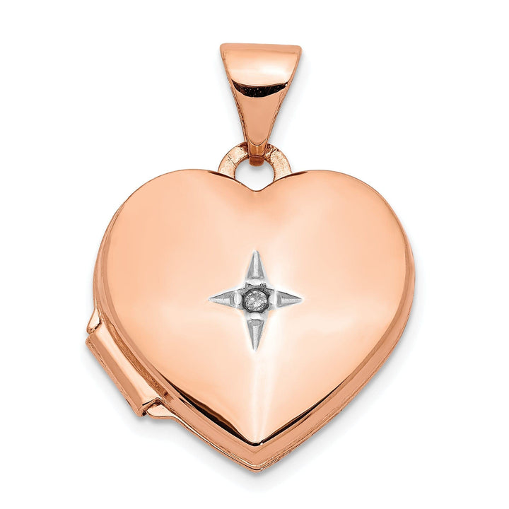 Lovely Rita's Pendants & Charms Rose Gold Polished Heart with Diamond Locket