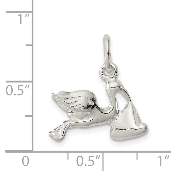 Lovely Rita's Pendants & Charms Silver 3-D Stork with Baby Charm Pendant