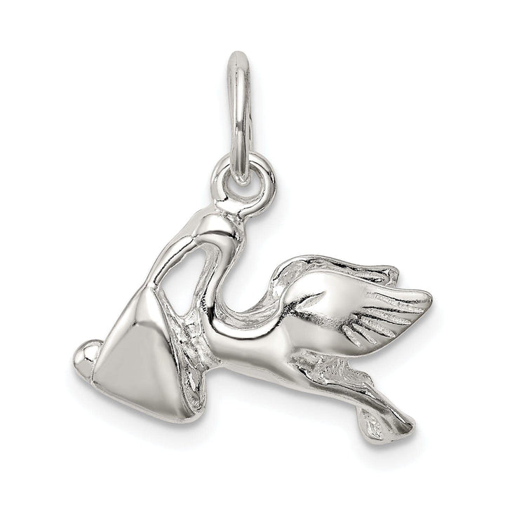 Lovely Rita's Pendants & Charms Silver 3-D Stork with Baby Charm Pendant
