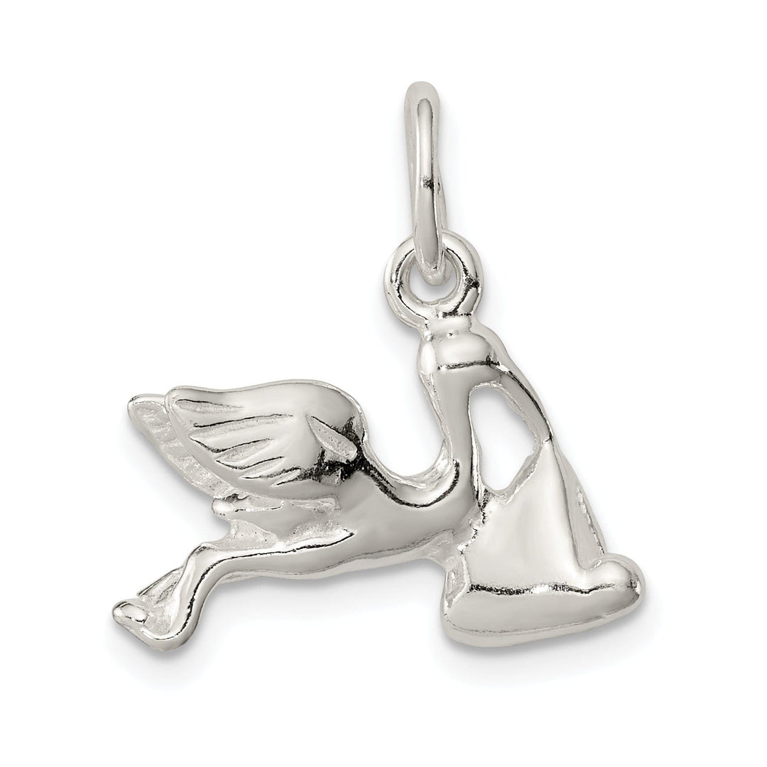 Lovely Rita's Pendants & Charms Silver 3-D Stork with Baby Charm Pendant
