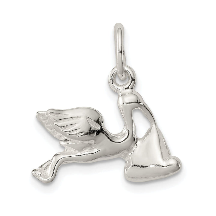 Lovely Rita's Pendants & Charms Silver 3-D Stork with Baby Charm Pendant