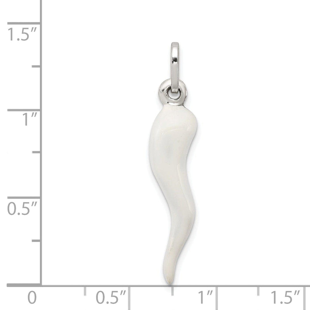 Lovely Rita's Pendants & Charms Silver 3-D White Enamel Italian Horn Charm