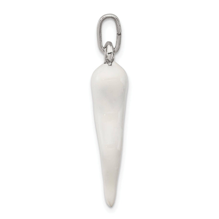 Lovely Rita's Pendants & Charms Silver 3-D White Enamel Italian Horn Charm