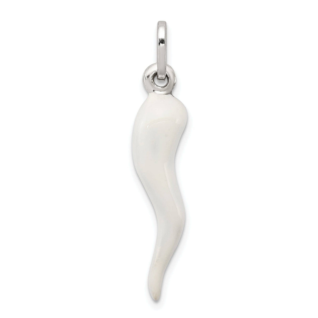 Lovely Rita's Pendants & Charms Silver 3-D White Enamel Italian Horn Charm