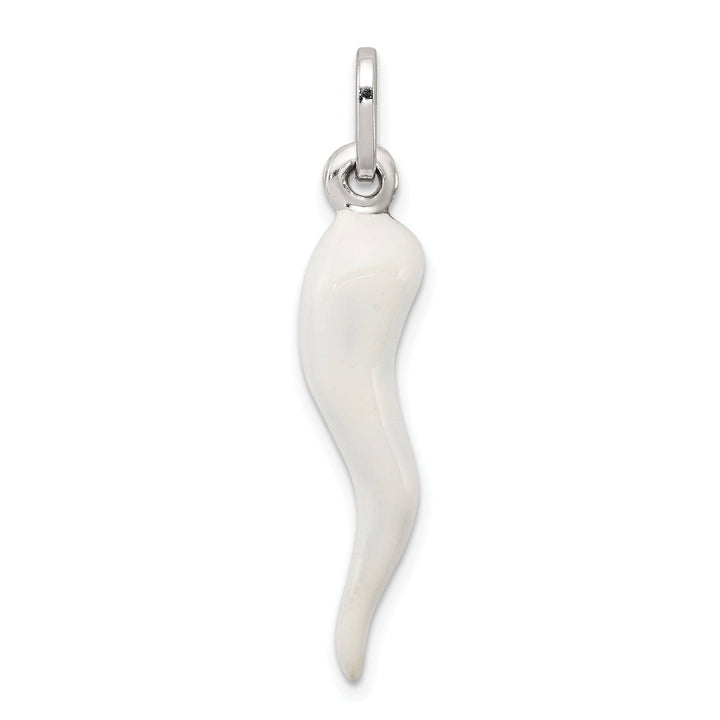 Lovely Rita's Pendants & Charms Silver 3-D White Enamel Italian Horn Charm