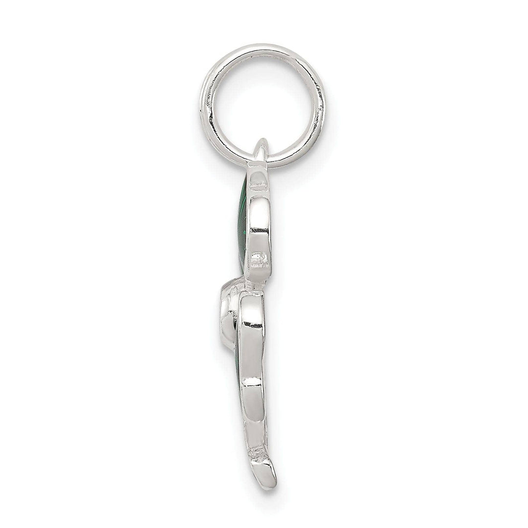 Lovely Rita's Pendants & Charms Silver 4-Leaf Clover Green Glass Stone Charm