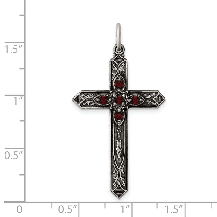 Lovely Rita's Pendants & Charms Silver Antique January Birthstone Cross Pendant