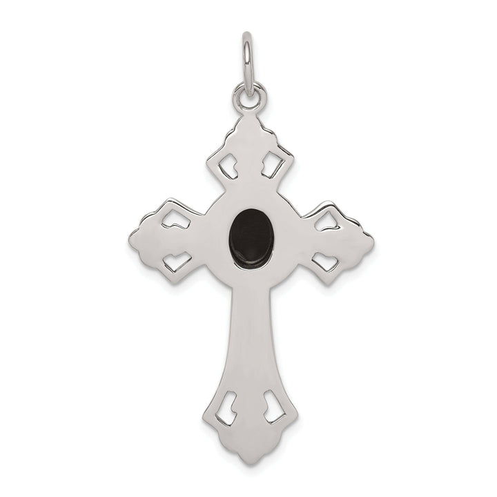 Lovely Rita's Pendants & Charms Silver Antique Polish Finish Onyx Cross Pendant