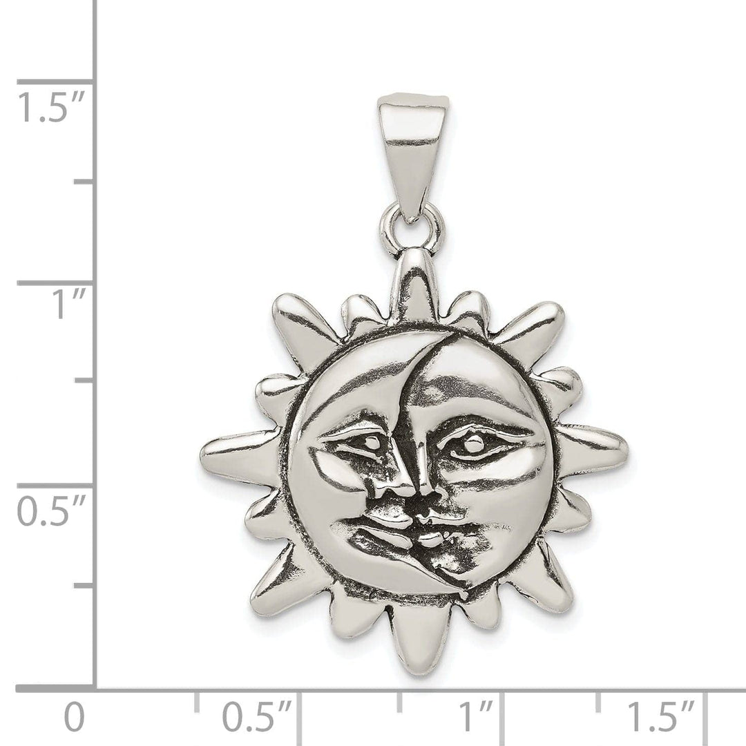 Lovely Rita's Pendants & Charms Silver Antiqued Finish Sun Half Moon Face Charm