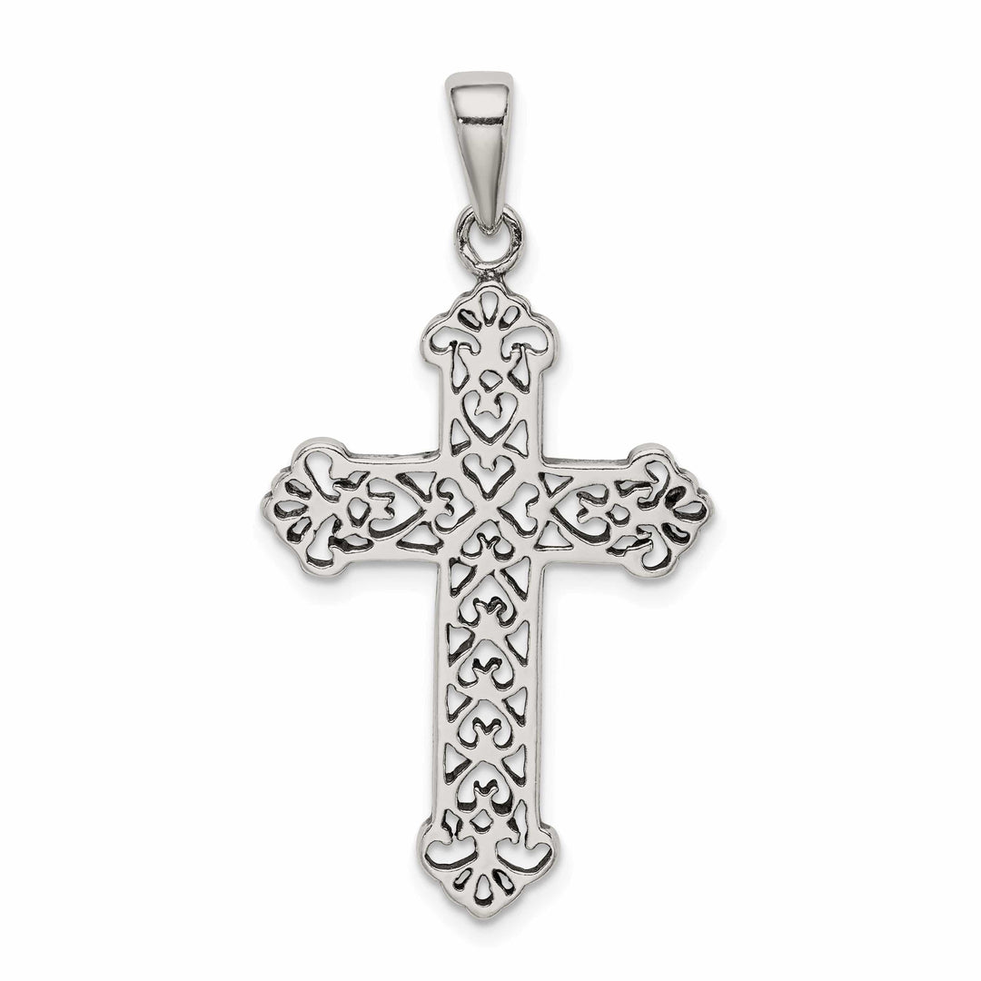 Lovely Rita's Pendants & Charms Silver Antiqued Fleur de lis Cross Pendant
