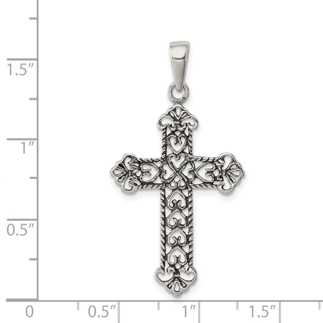 Lovely Rita's Pendants & Charms Silver Antiqued Fleur de lis Cross Pendant