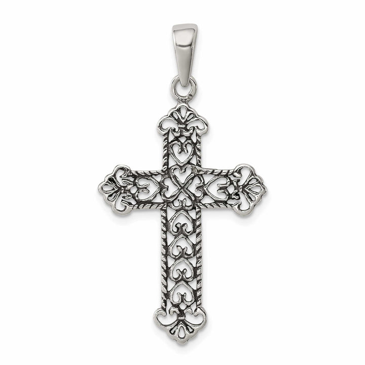 Lovely Rita's Pendants & Charms Silver Antiqued Fleur de lis Cross Pendant
