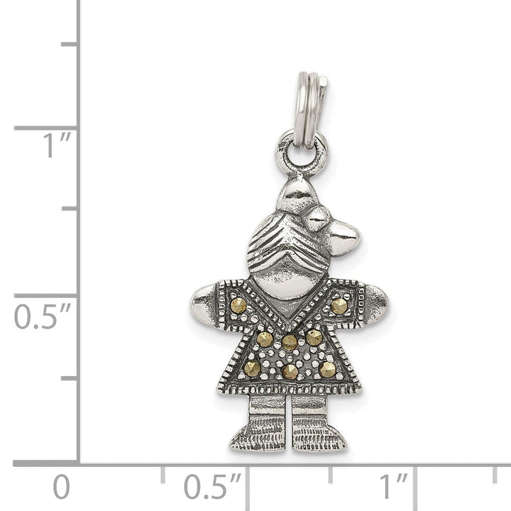 Lovely Rita's Pendants & Charms Silver Antiqued Marcasite Girl Charm Pendant