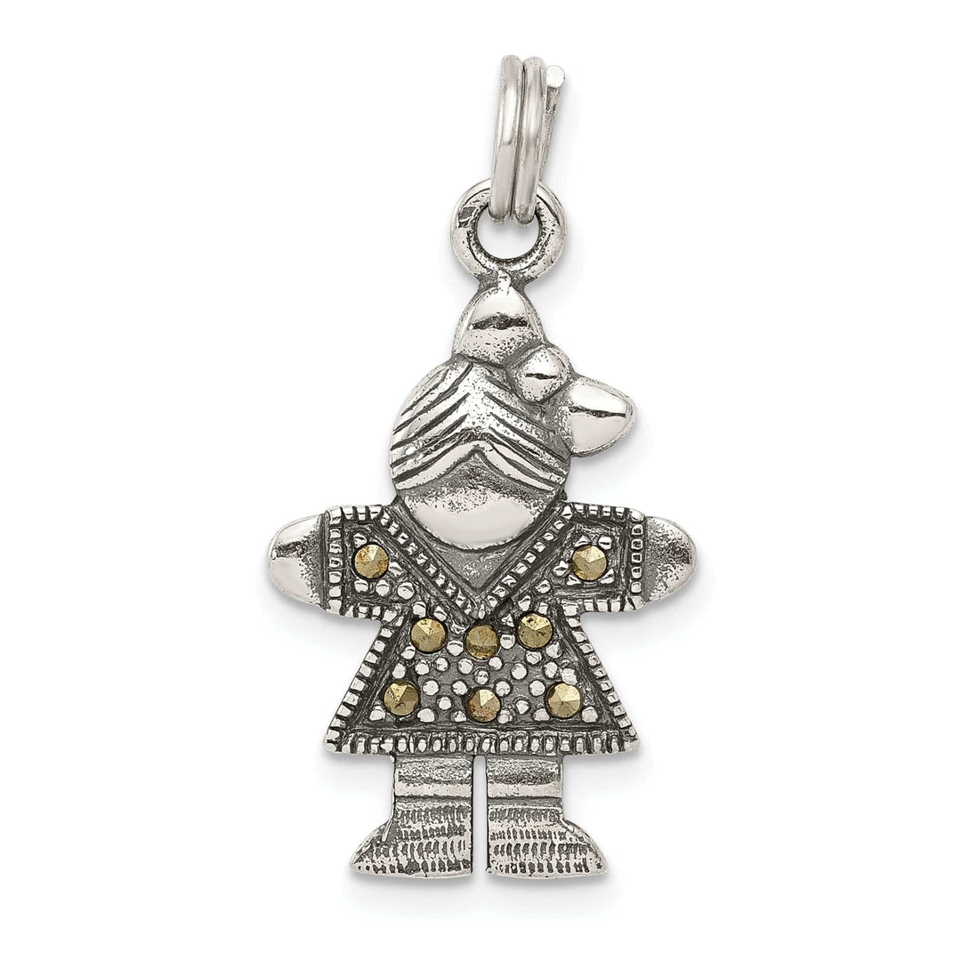 Lovely Rita's Pendants & Charms Silver Antiqued Marcasite Girl Charm Pendant
