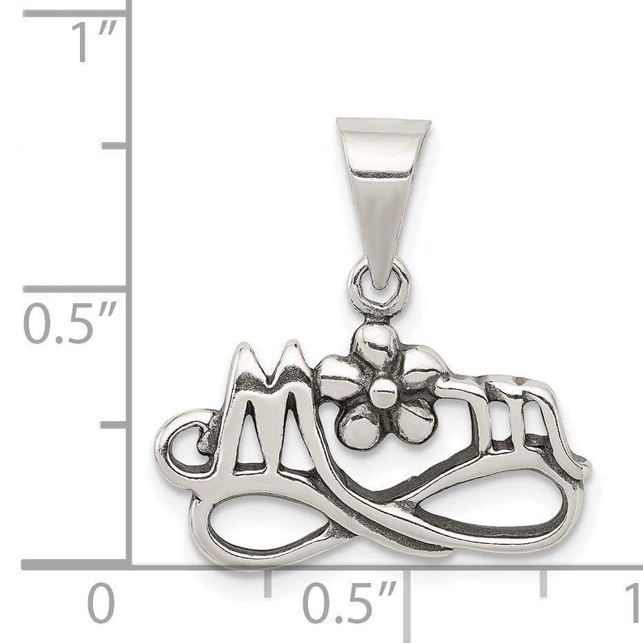 Lovely Rita's Pendants & Charms Silver Antiqued Mom with Flower Design Pendant