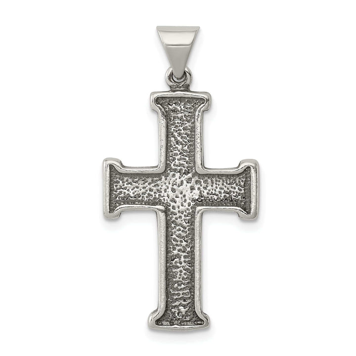 Lovely Rita's Pendants & Charms Silver Antiqued Polished Textured Cross Pendant