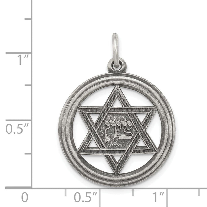 Lovely Rita's Pendants & Charms Silver Antiqued Star of David Disc Charm Pendant