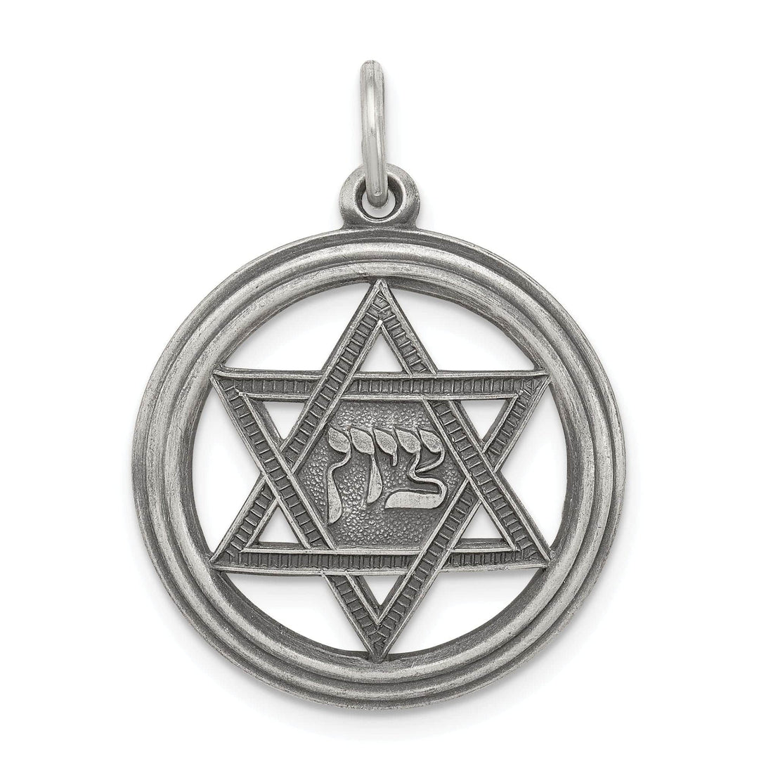 Lovely Rita's Pendants & Charms Silver Antiqued Star of David Disc Charm Pendant