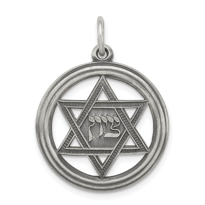 Lovely Rita's Pendants & Charms Silver Antiqued Star of David Disc Charm Pendant