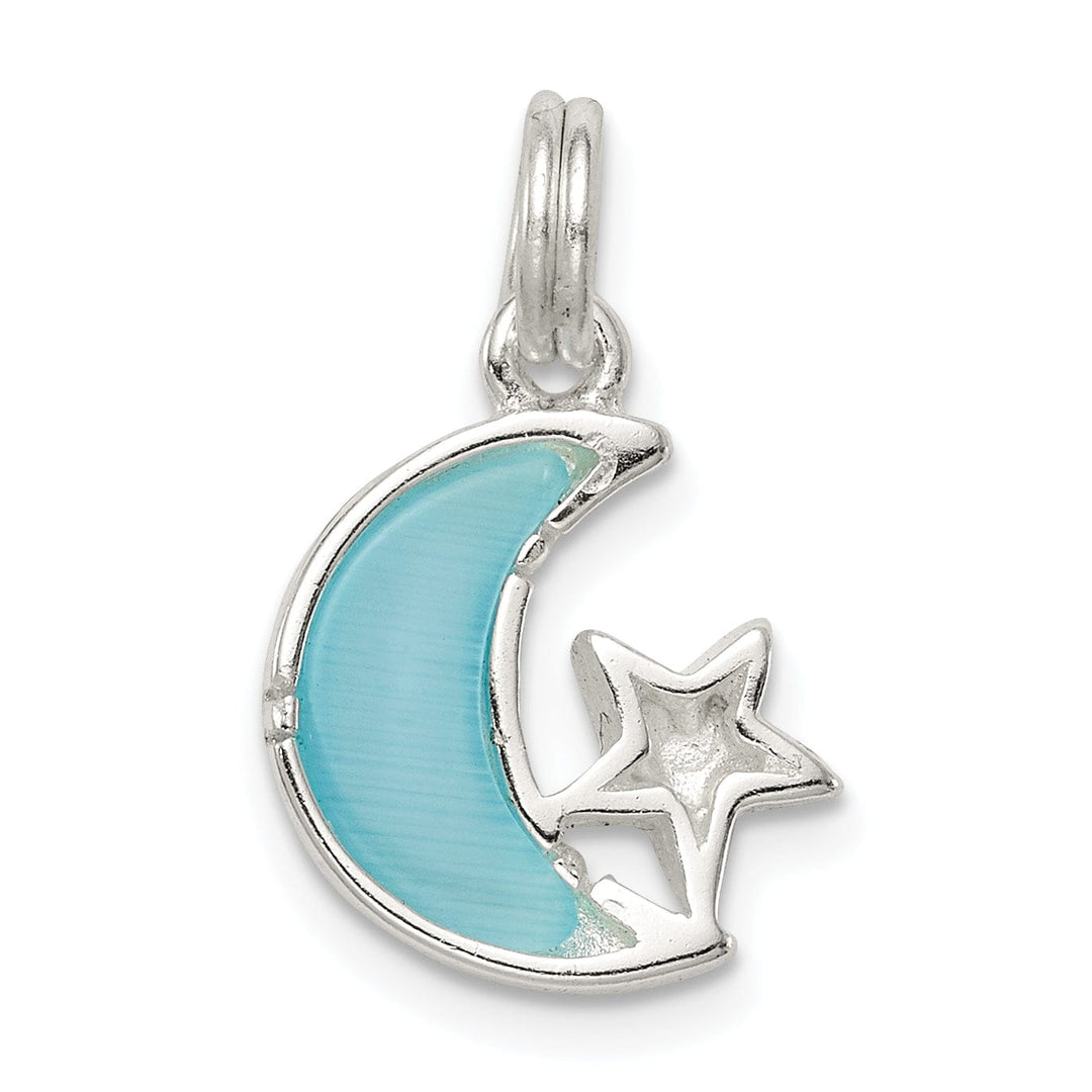Lovely Rita's Pendants & Charms Silver Blue Enameled Moon Star Charm Pendant