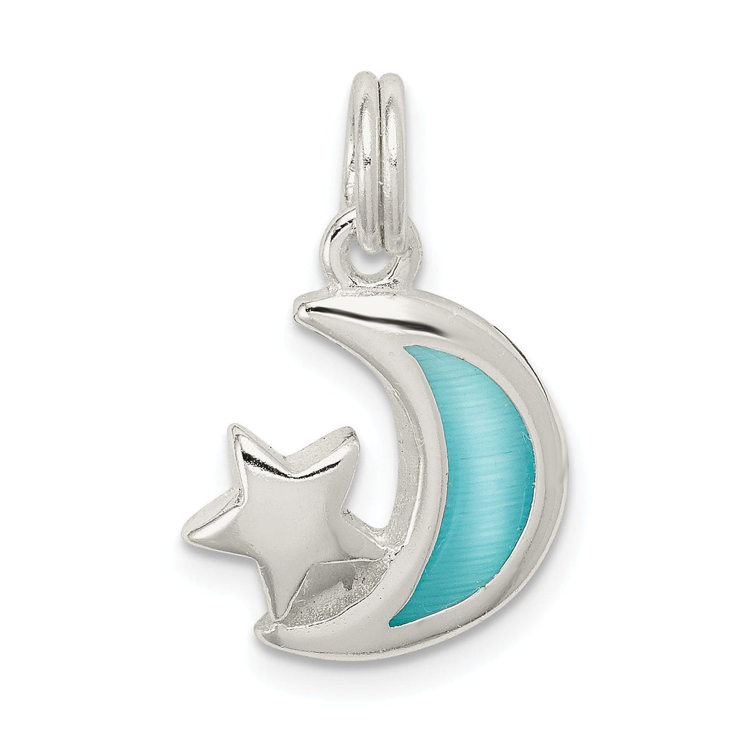 Lovely Rita's Pendants & Charms Silver Blue Enameled Moon Star Charm Pendant