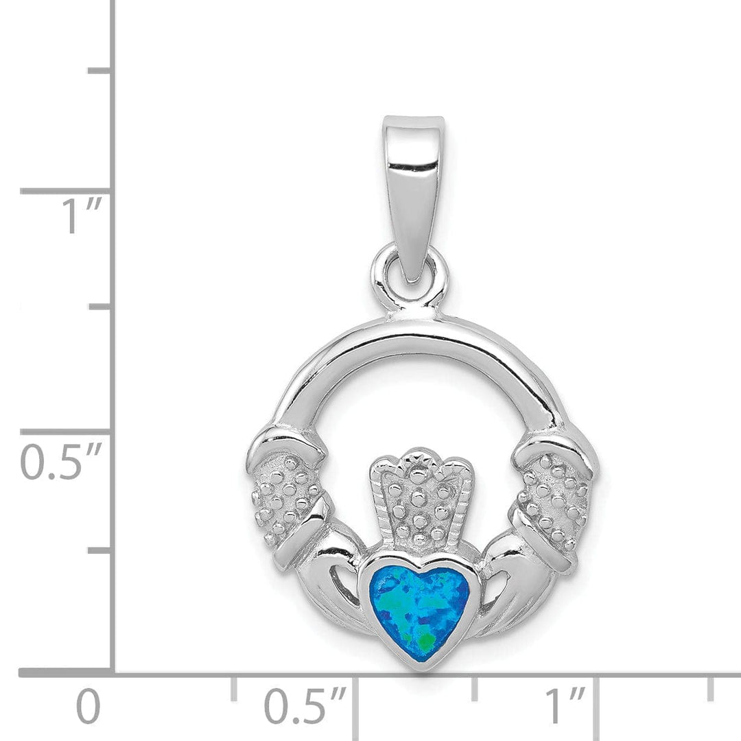 Lovely Rita's Pendants & Charms Silver Blue Inlay Opal Irish Claddagh Charm