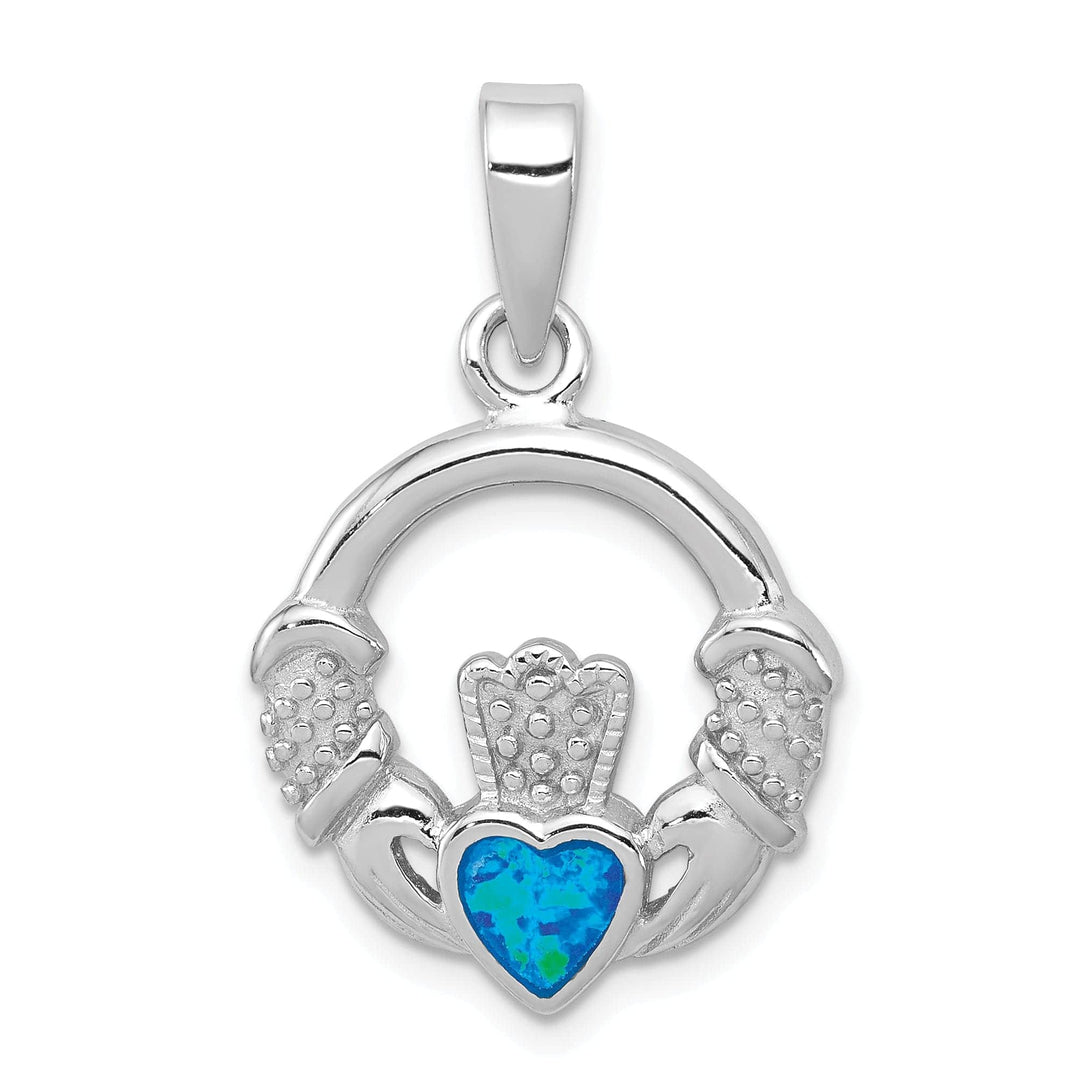 Lovely Rita's Pendants & Charms Silver Blue Inlay Opal Irish Claddagh Charm