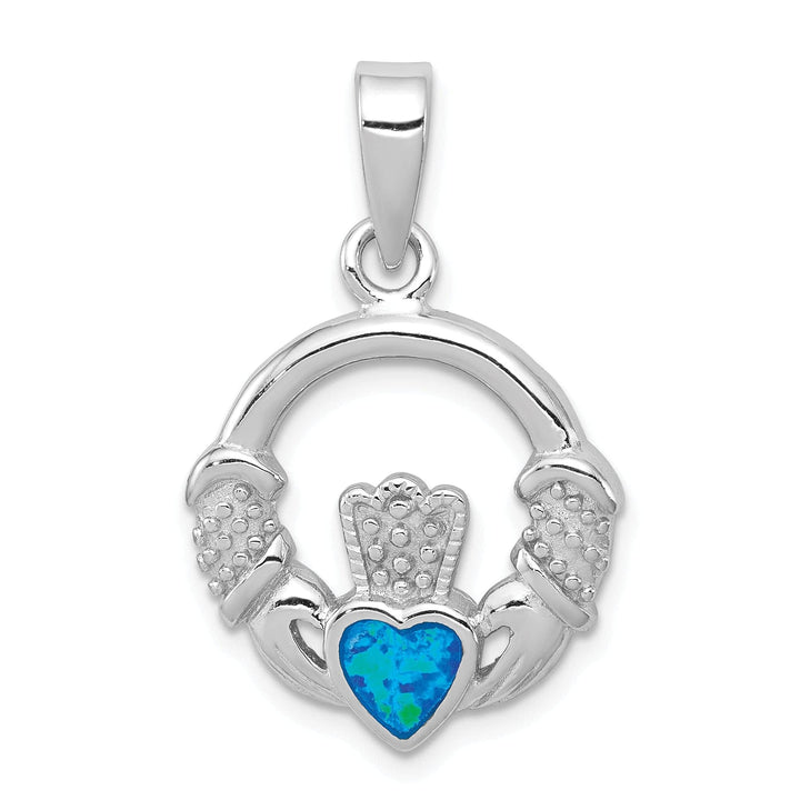 Lovely Rita's Pendants & Charms Silver Blue Inlay Opal Irish Claddagh Charm