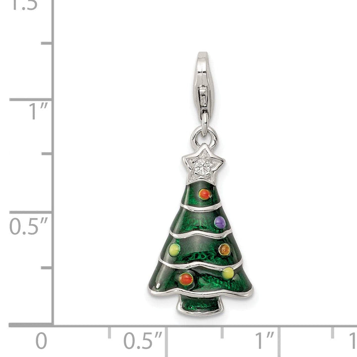 Lovely Rita's Pendants & Charms Silver C.Z Enameled Christmas Tree Pendant
