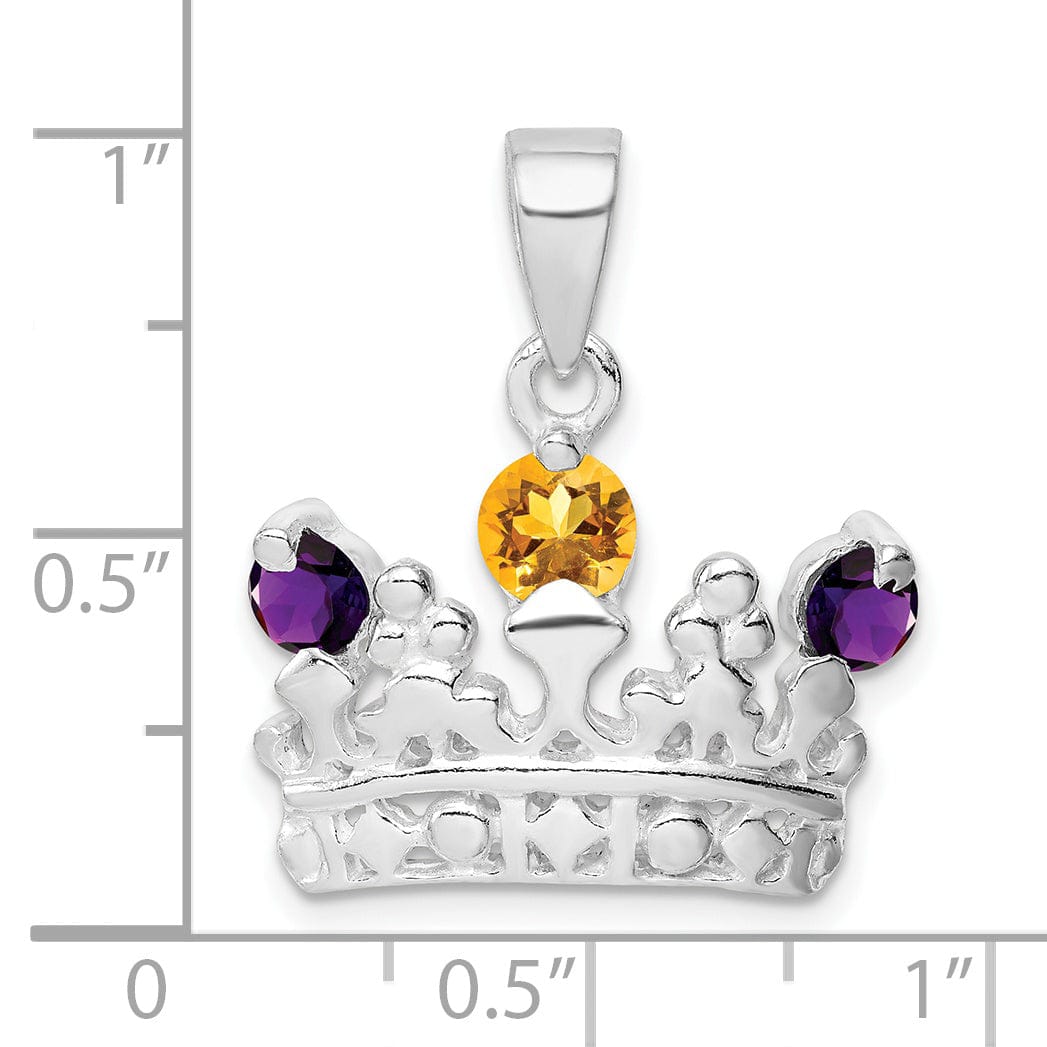 Lovely Rita's Pendants & Charms Silver Citrine Amethyst Polished Crown Charm