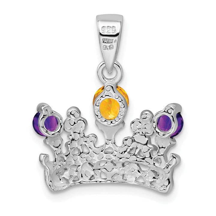 Lovely Rita's Pendants & Charms Silver Citrine Amethyst Polished Crown Charm
