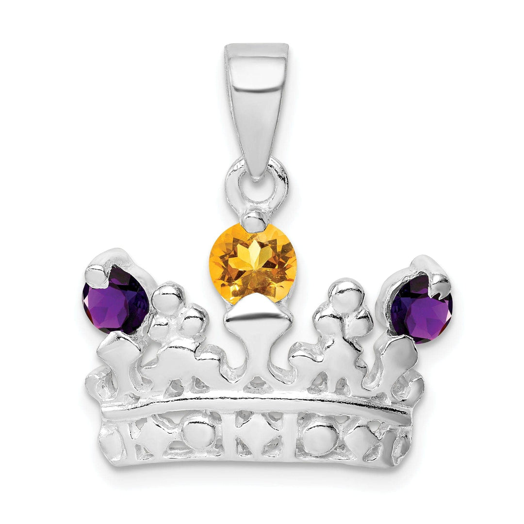 Lovely Rita's Pendants & Charms Silver Citrine Amethyst Polished Crown Charm